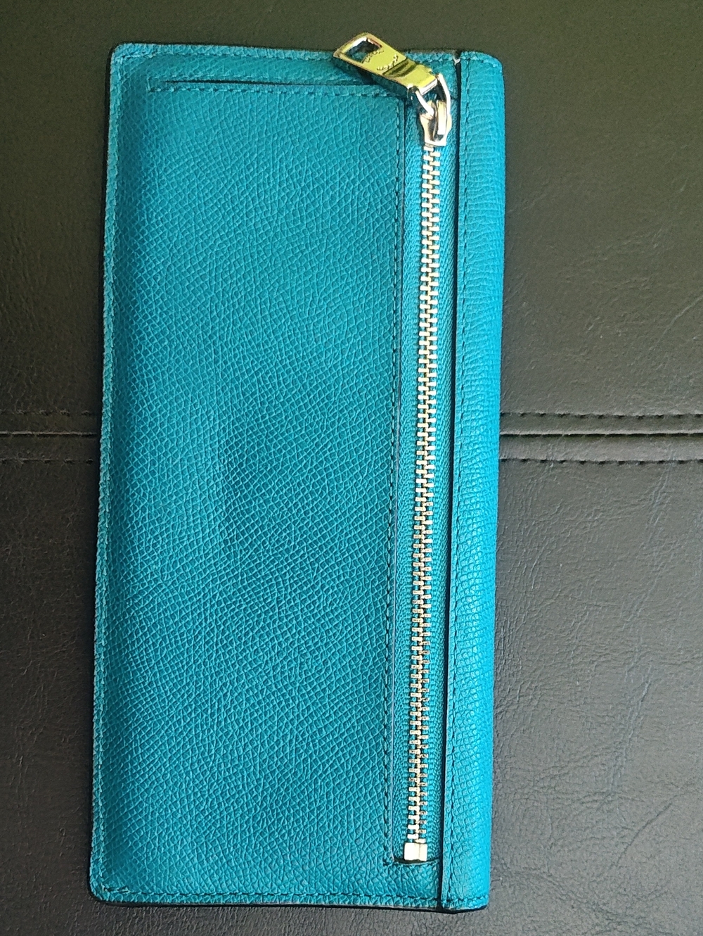 Coach Teal Pebbled Leather Continental Wallet - Coach - Picture 2 of 4